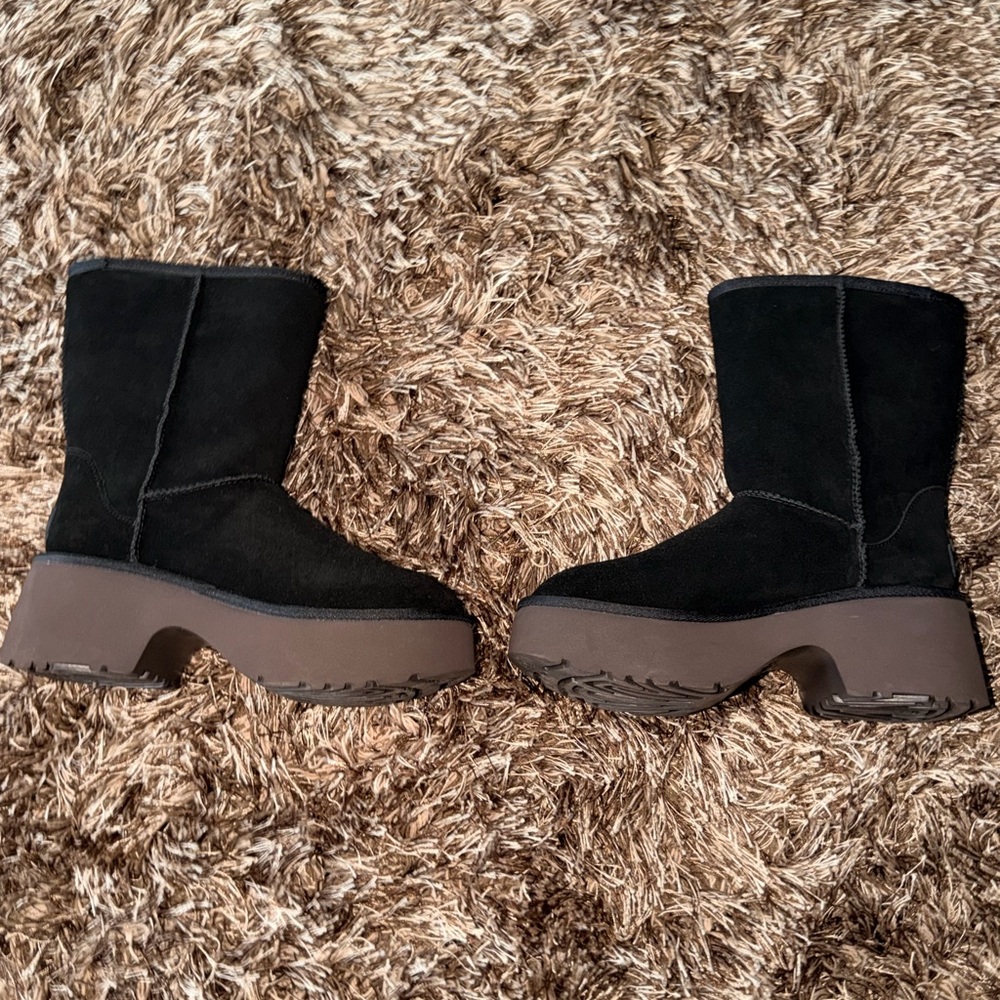 UGG Black Suede Platform Winter Boots